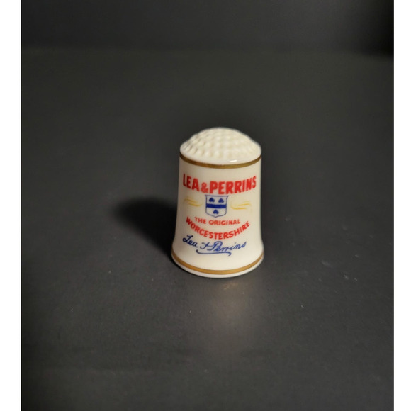 Vintage 1980 Franklin Mint Advert Lea & Perrins Sauce Porcelain Thimble - Picture 2 of 5